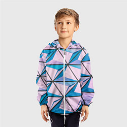 Ветровка с капюшоном детская Абстрактные геометрические панели, цвет: 3D-белый — фото 2