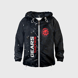 Ветровка с капюшоном детская Gears of War красно-белой лого на темном фоне, цвет: 3D-белый