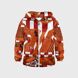 Ветровка с капюшоном детская Гонки 8 bit, цвет: 3D-белый