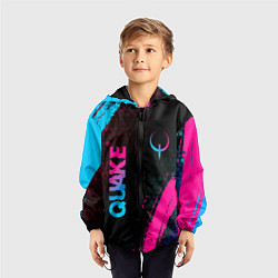 Ветровка с капюшоном детская Quake - neon gradient: надпись, символ, цвет: 3D-черный — фото 2
