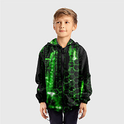 Ветровка с капюшоном детская Зелёный программный код, цвет: 3D-черный — фото 2