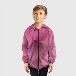 Ветровка с капюшоном детская Розовые геометрические фигуры, цвет: 3D-черный — фото 2