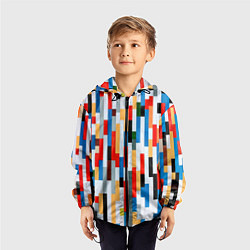Ветровка с капюшоном детская Геометрическое множество разноцветных блоков, цвет: 3D-черный — фото 2