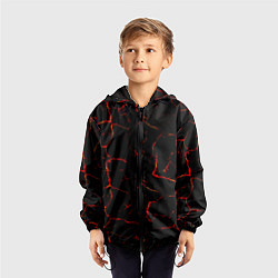 Ветровка с капюшоном детская Текстура лавы, цвет: 3D-черный — фото 2