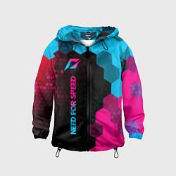 Ветровка с капюшоном детская Need for Speed - neon gradient: по-вертикали, цвет: 3D-черный