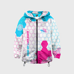 Ветровка с капюшоном детская Dead by Daylight neon gradient style: надпись, сим, цвет: 3D-черный