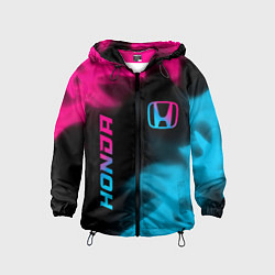 Ветровка с капюшоном детская Honda - neon gradient: надпись, символ, цвет: 3D-черный