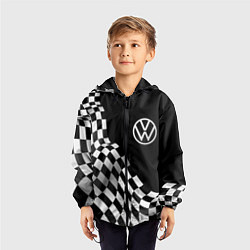 Ветровка с капюшоном детская Volkswagen racing flag, цвет: 3D-черный — фото 2
