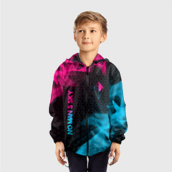 Ветровка с капюшоном детская No Mans Sky - neon gradient: надпись, символ, цвет: 3D-черный — фото 2