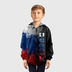Ветровка с капюшоном детская Флаг Russian Federation, цвет: 3D-черный — фото 2