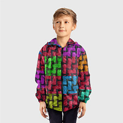Ветровка с капюшоном детская Грубая вязка - цветная клетка - fashion 2044, цвет: 3D-черный — фото 2