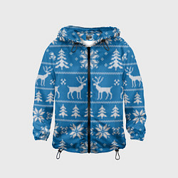 Детская ветровка Рождественский синий свитер с оленями