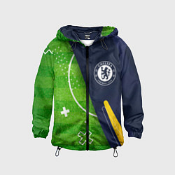 Ветровка с капюшоном детская Chelsea football field, цвет: 3D-черный