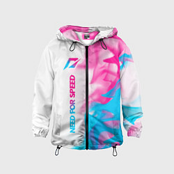 Ветровка с капюшоном детская Need for Speed neon gradient style: по-вертикали, цвет: 3D-черный