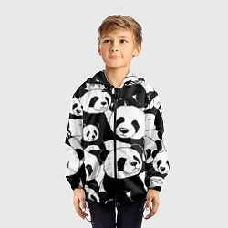 Ветровка с капюшоном детская С пандами паттерн, цвет: 3D-черный — фото 2