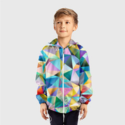 Ветровка с капюшоном детская Полигональная текстура, цвет: 3D-белый — фото 2