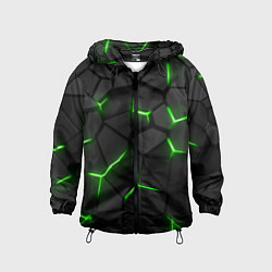 Ветровка с капюшоном детская Green neon steel, цвет: 3D-черный