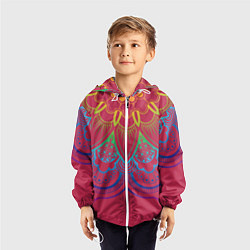 Ветровка с капюшоном детская Viva magenta mandala, цвет: 3D-белый — фото 2