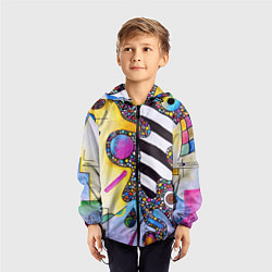 Ветровка с капюшоном детская Василий Кандинский Абстрактная композиция, цвет: 3D-черный — фото 2