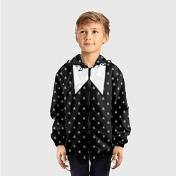 Ветровка с капюшоном детская Уэнздей Аддамс: униформа, цвет: 3D-черный — фото 2