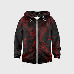 Ветровка с капюшоном детская Красно - черные текстуры, цвет: 3D-белый