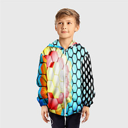 Ветровка с капюшоном детская Shape abstract color, цвет: 3D-белый — фото 2