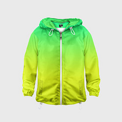Ветровка с капюшоном детская Зелено-желтый градиент, цвет: 3D-белый