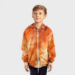 Ветровка с капюшоном детская Золотисто-оранжевый туманный паттерн, цвет: 3D-белый — фото 2