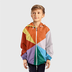 Ветровка с капюшоном детская Разноцветные пересекающиеся треугольники, цвет: 3D-белый — фото 2