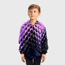 Ветровка с капюшоном детская Шестиугольники волны, цвет: 3D-черный — фото 2