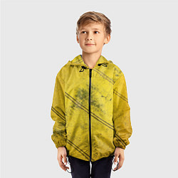Ветровка с капюшоном детская Абстрактная ярко-золотая текстура, цвет: 3D-черный — фото 2