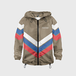 Ветровка с капюшоном детская Триколор - три полосы на песочном, цвет: 3D-черный