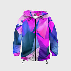 Ветровка с капюшоном детская Neon blue polygons, цвет: 3D-черный