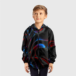 Ветровка с капюшоном детская Neon colors drops of liquid, цвет: 3D-черный — фото 2