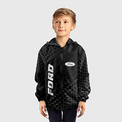 Ветровка с капюшоном детская Ford карбоновый фон, цвет: 3D-черный — фото 2