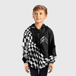 Ветровка с капюшоном детская Citroen racing flag, цвет: 3D-черный — фото 2