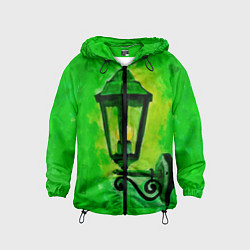 Ветровка с капюшоном детская Уличный зелёный фонарь, цвет: 3D-черный