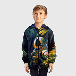 Ветровка с капюшоном детская Космонавт в зарослях, цвет: 3D-черный — фото 2