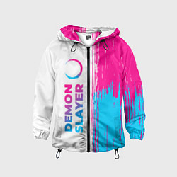 Ветровка с капюшоном детская Demon Slayer neon gradient style: по-вертикали, цвет: 3D-черный