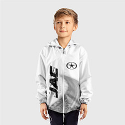 Ветровка с капюшоном детская JAC speed на светлом фоне со следами шин: надпись,, цвет: 3D-белый — фото 2