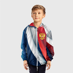 Ветровка с капюшоном детская Герб России абстракция, цвет: 3D-белый — фото 2