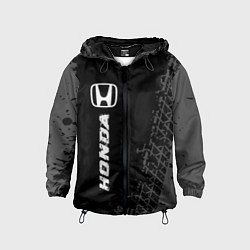 Ветровка с капюшоном детская Honda speed на темном фоне со следами шин: по-верт, цвет: 3D-черный