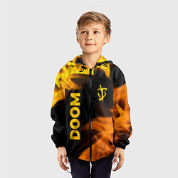 Ветровка с капюшоном детская Doom - gold gradient: надпись, символ, цвет: 3D-черный — фото 2