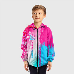 Ветровка с капюшоном детская CreepyPasta neon gradient style: по-вертикали, цвет: 3D-черный — фото 2