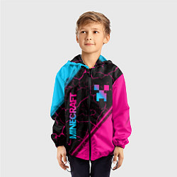 Ветровка с капюшоном детская Minecraft - neon gradient: надпись, символ, цвет: 3D-черный — фото 2