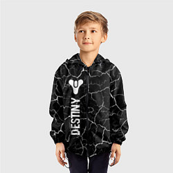 Ветровка с капюшоном детская Destiny glitch на темном фоне: по-вертикали, цвет: 3D-черный — фото 2