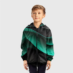 Ветровка с капюшоном детская Абстрактная зеленая текстура, цвет: 3D-черный — фото 2