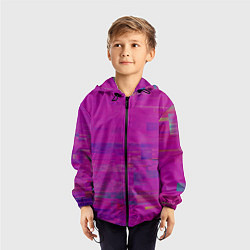 Ветровка с капюшоном детская Фиолетово византийский глитч, цвет: 3D-черный — фото 2