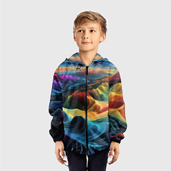 Ветровка с капюшоном детская Цифровая природа, цвет: 3D-черный — фото 2