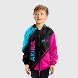 Ветровка с капюшоном детская Akira - neon gradient: надпись, символ, цвет: 3D-черный — фото 2